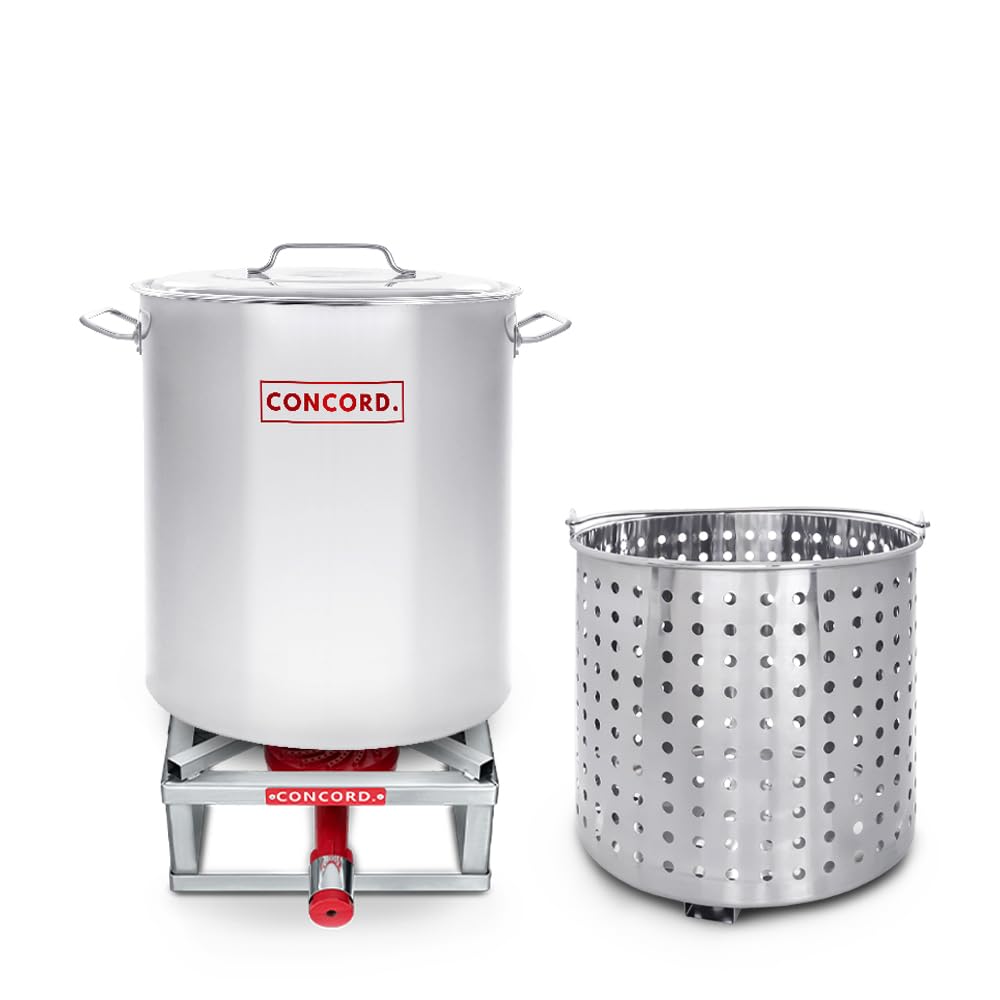 40 Quart Stainless Steel Stock Pot with Steamer Basket and 12" Single Propane Stove B209