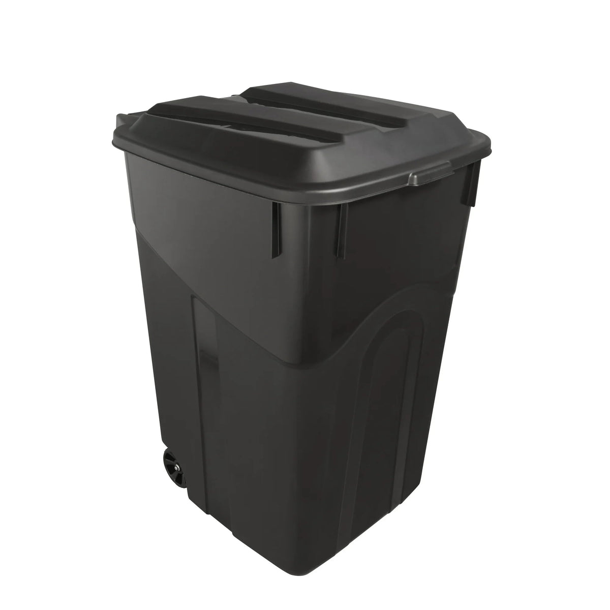 45 Gallon Black Wheeled Trash Can with Attached Lid Z25779