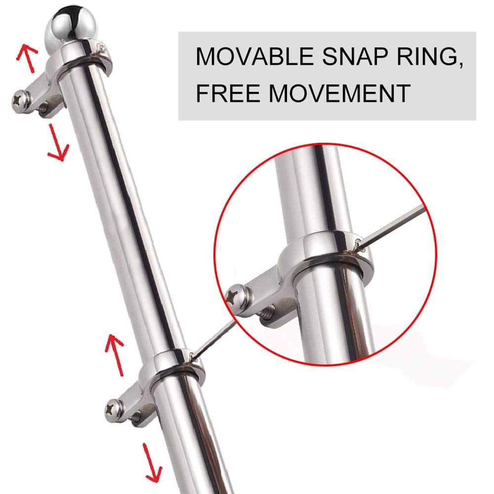 Marine Flag Pole with Base, 316 Stainless Steel Flag Pole Set, 42 in B3197