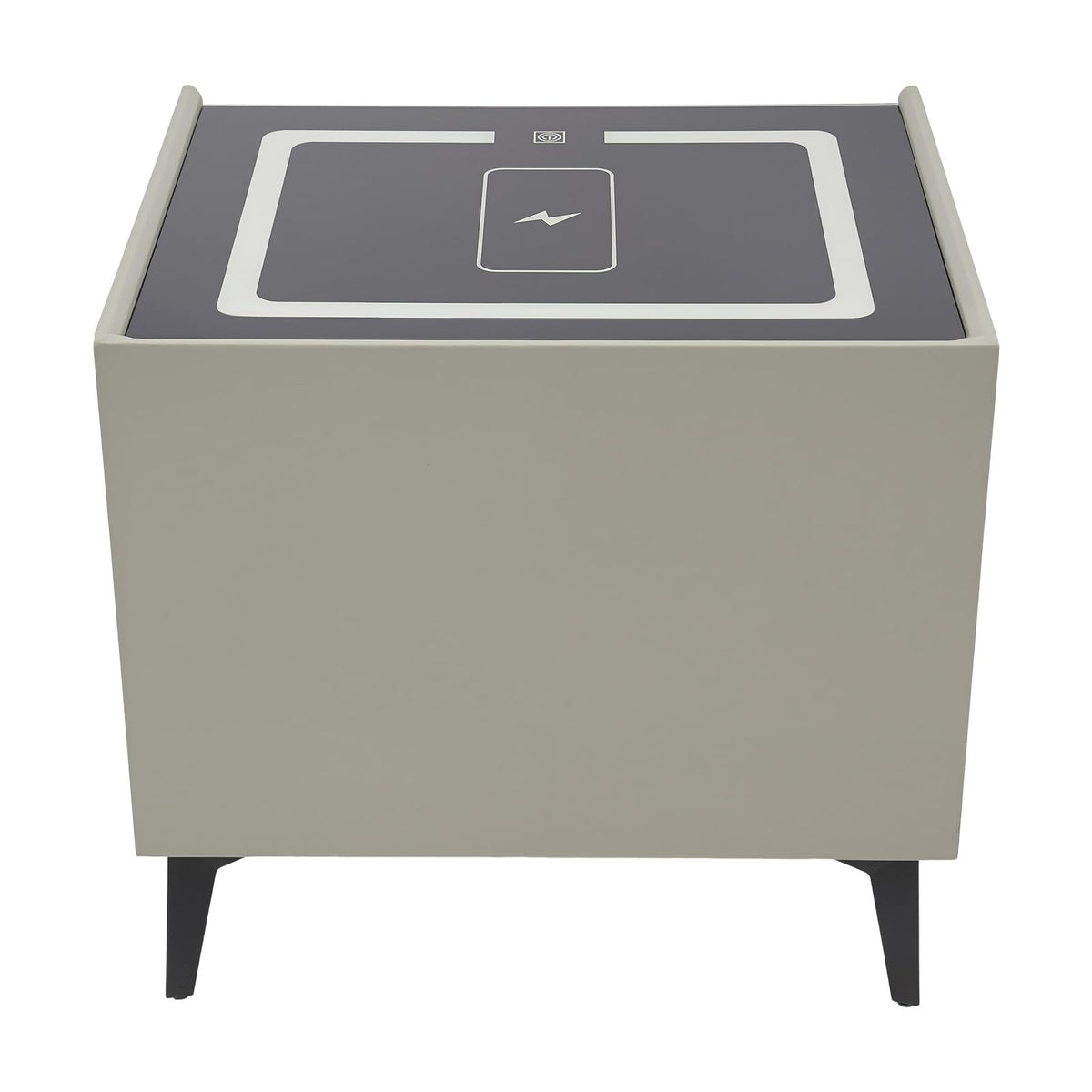 Light Gray Solid Wood Nightstand with Charging Station and 2 Drawers A56848