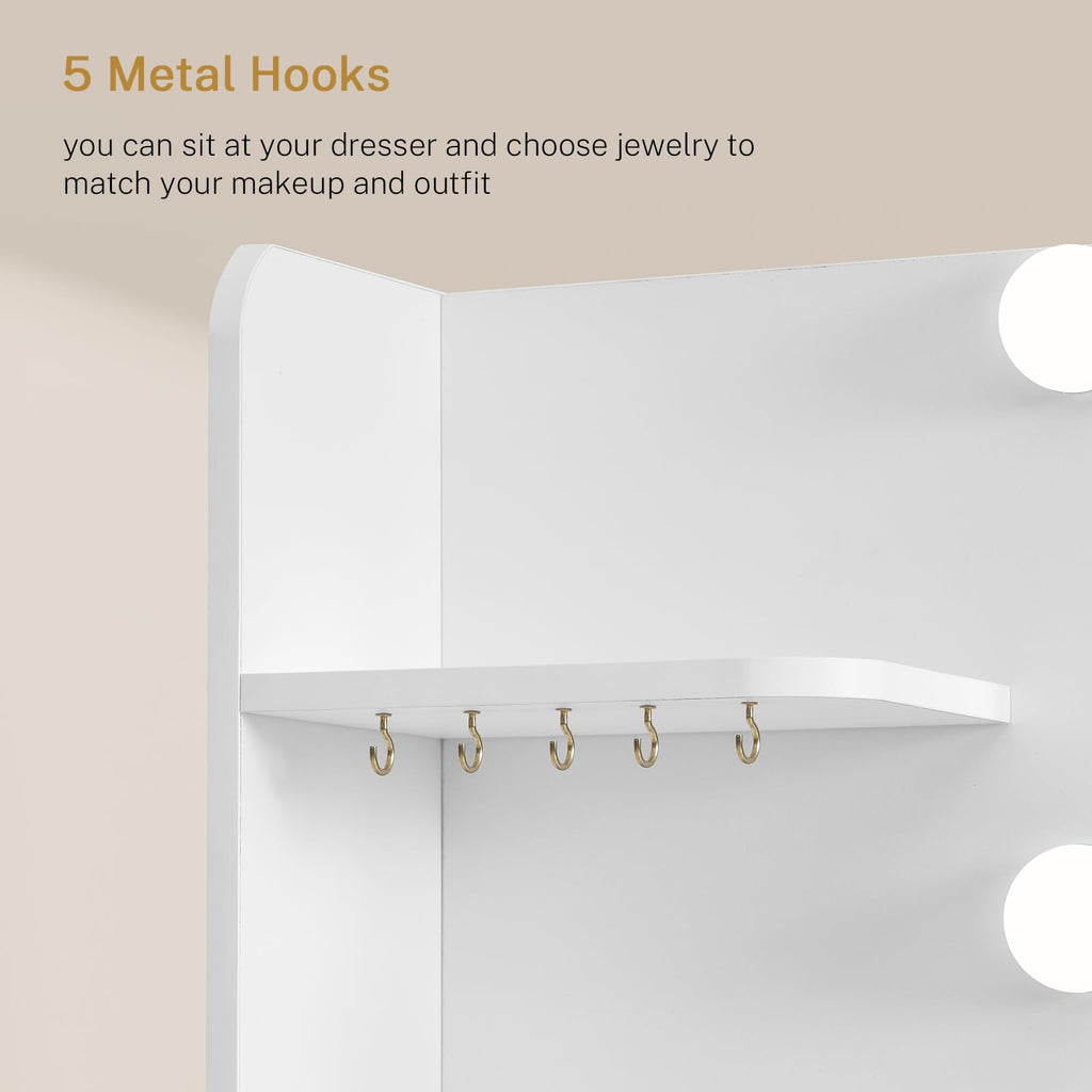 White Vanity Desk with Mirror and Lights T55645