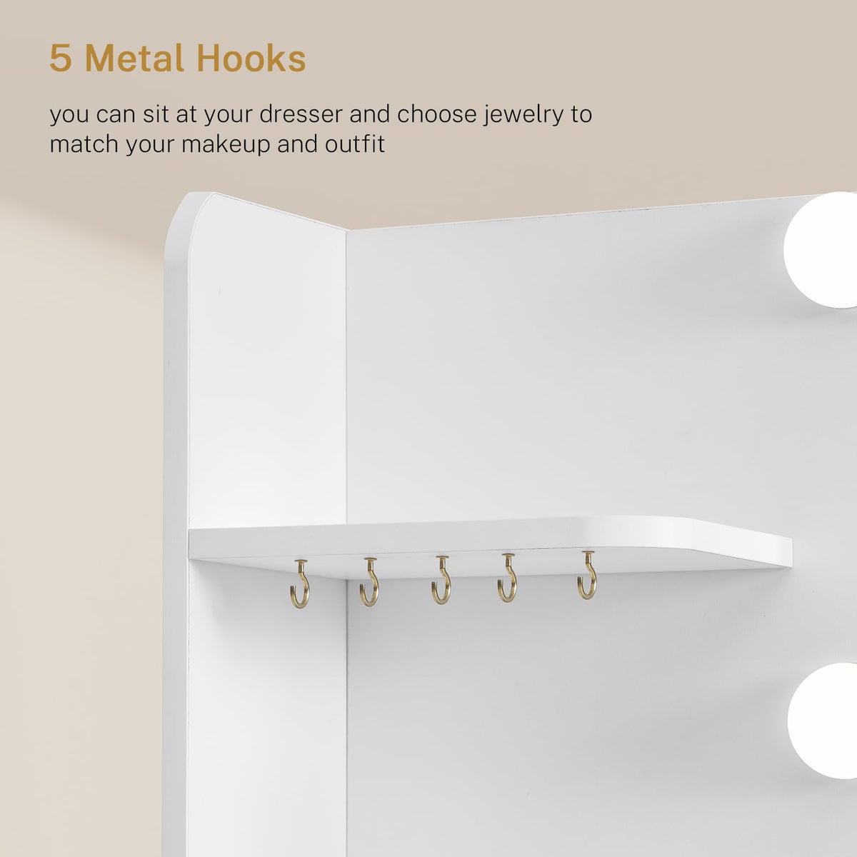 White Vanity Desk with Mirror and Lights T55645