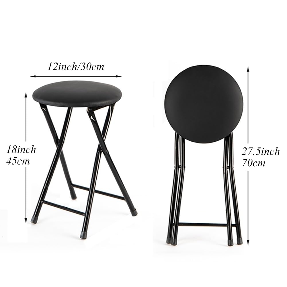 Portable Foldable Stool with Padded Seat 18 Inch Black R3473