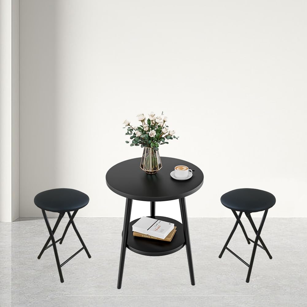 Portable Foldable Stool with Padded Seat 18 Inch Black R3473