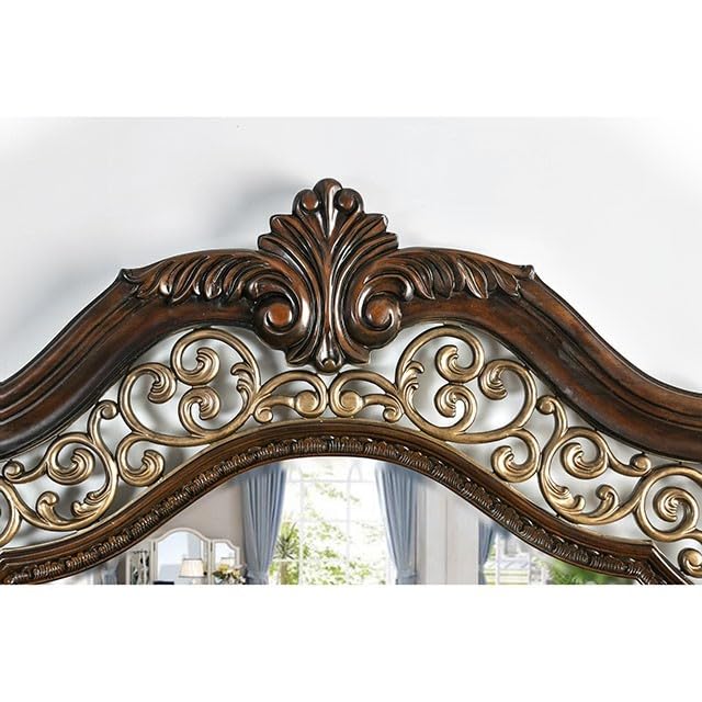 California King Size Brown Cherry Bed Frame with Camel Back Headboard E2912