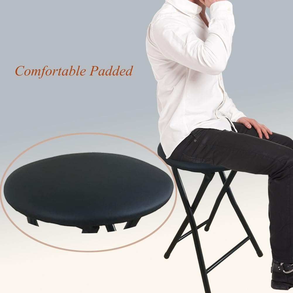 Portable Foldable Stool with Padded Seat 18 Inch Black R3473