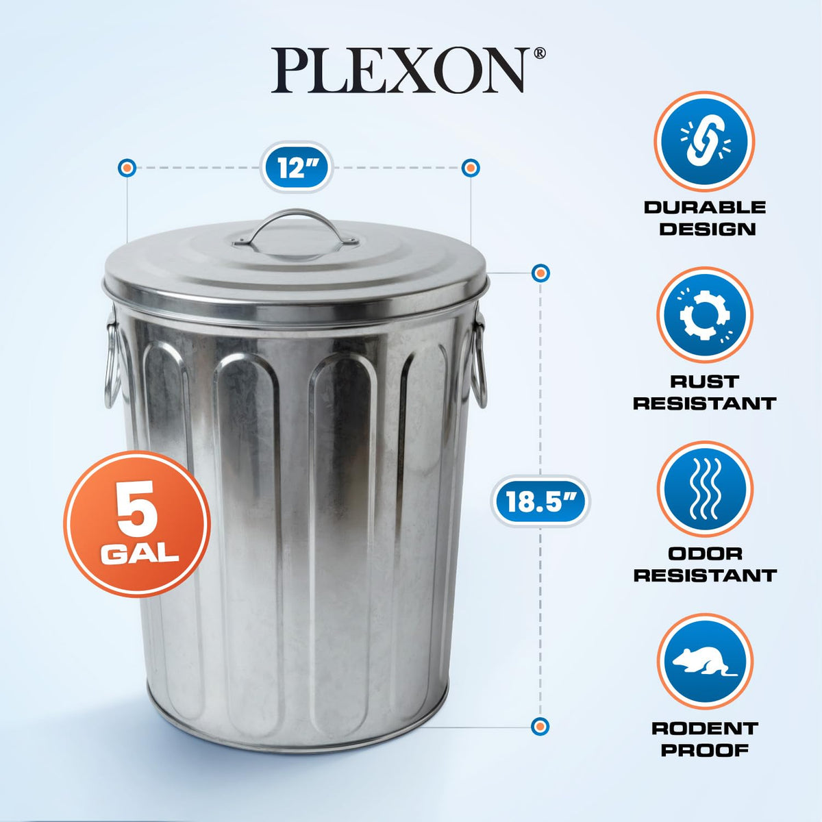 5 Gallon Metal Trash Can with Lid Y21283