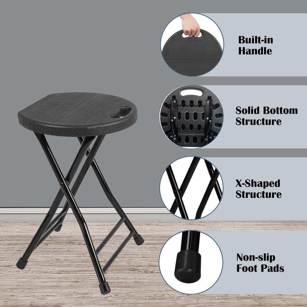18 Inch Black Folding Plastic Metal Bar Stool B741