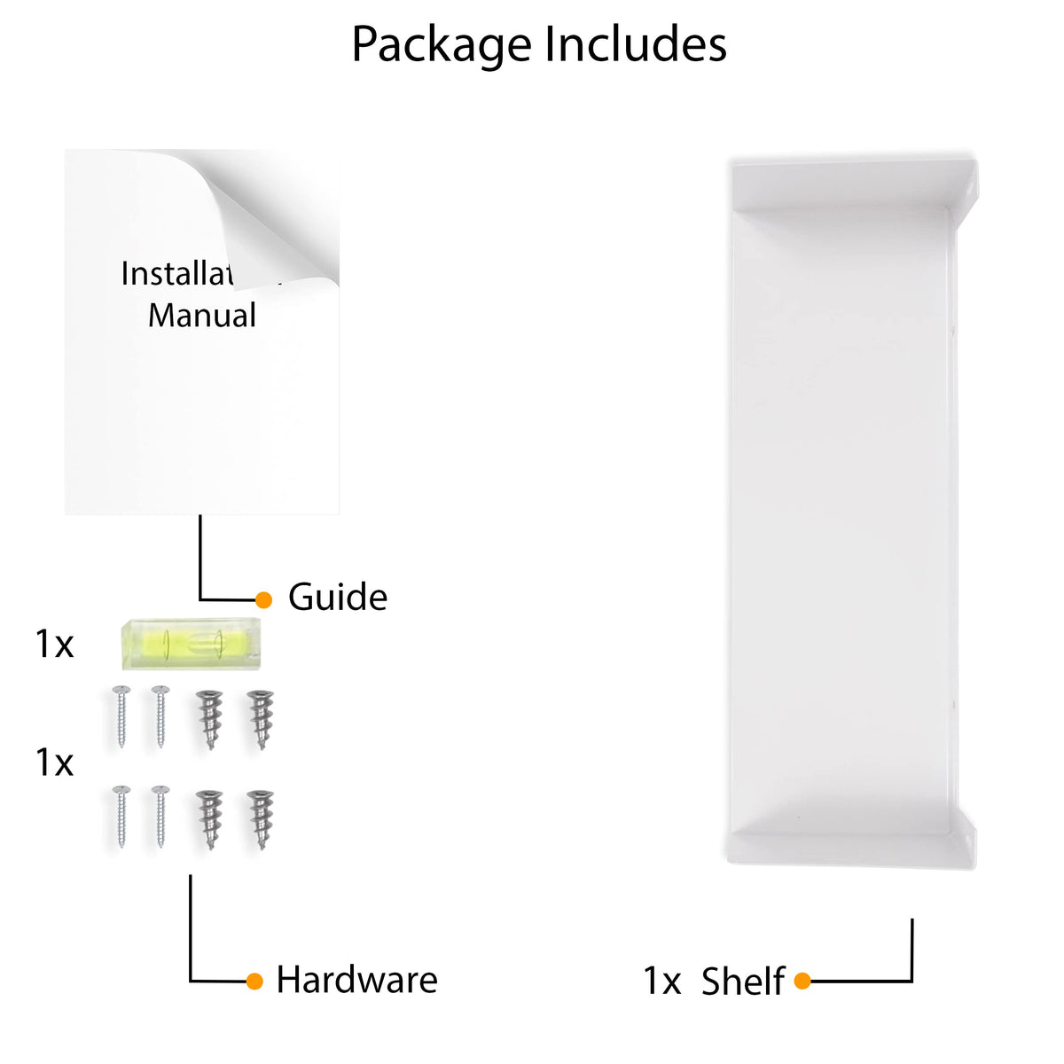 White Metal U Shape Wall Mountable Bookshelf U21228
