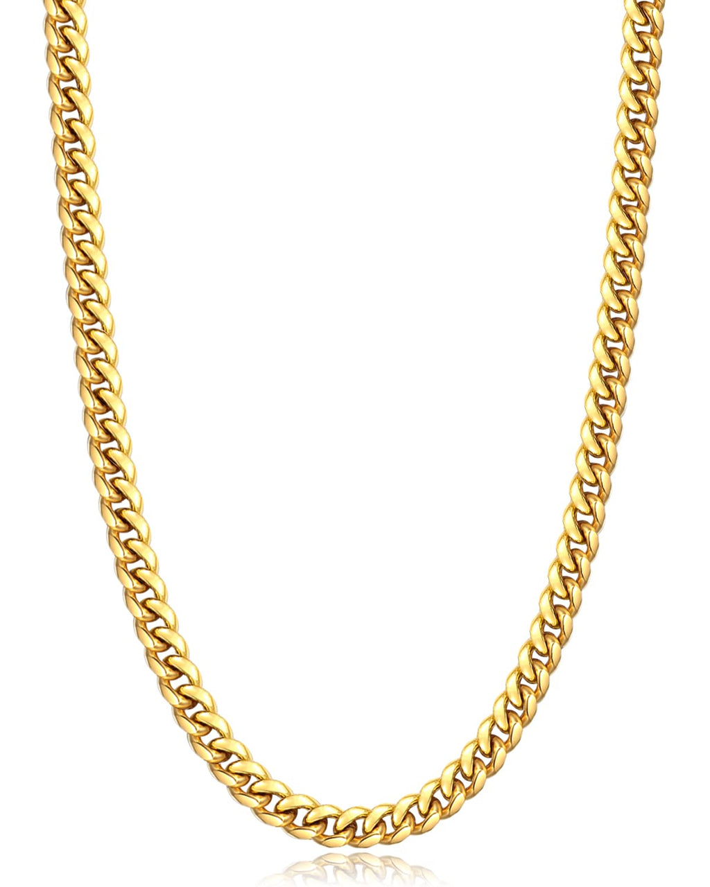 Cuban Link Chain Necklace 4mm 18K Gold Plated Stainless Steel G66115