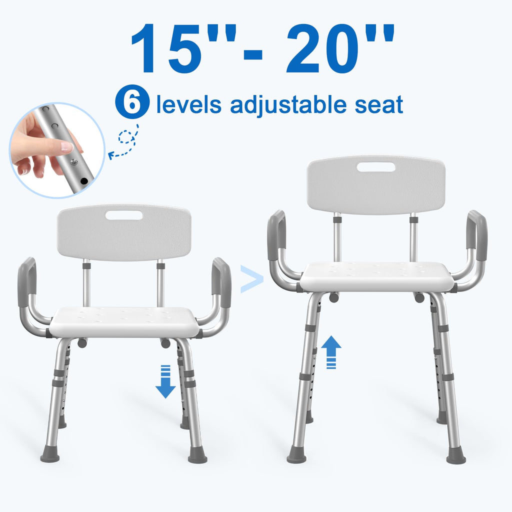 Shower Chair with Arms and Back and Bedside Commode with Padded Seat and Backrest Z318