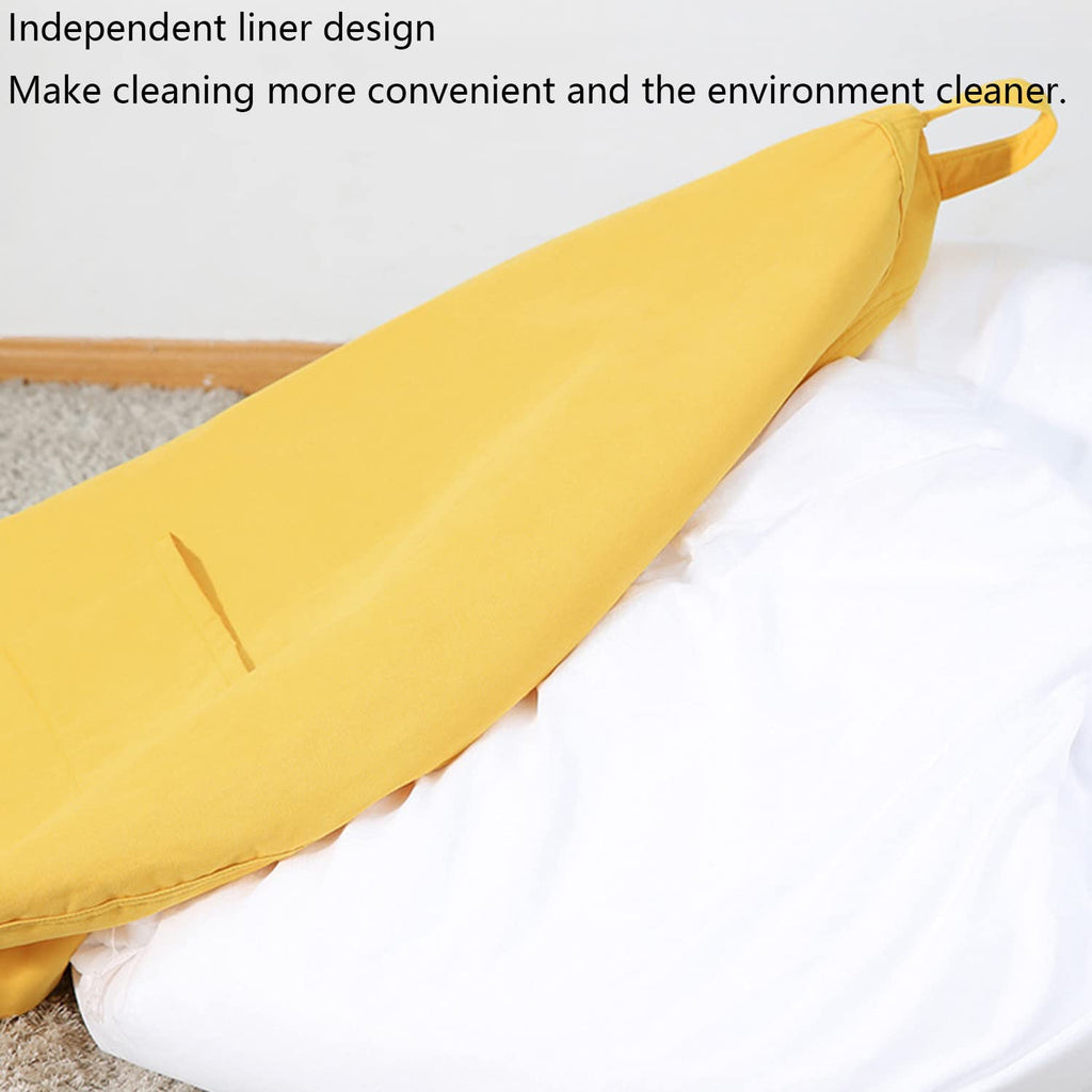 Yellow Bean Bag Chair Cover Only Washable Stuffed Animal Storage 90x110cm S307537