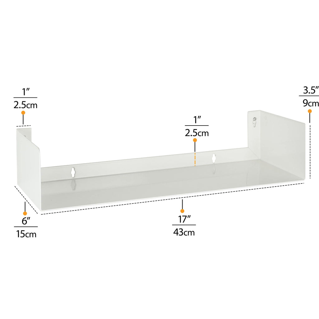 White Metal U Shape Wall Mountable Bookshelf U21228