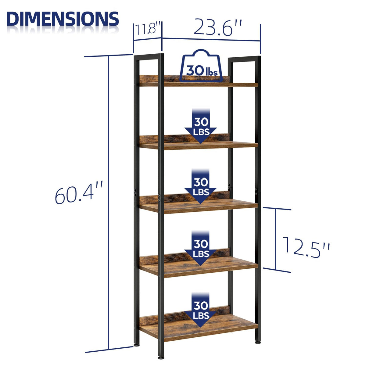 5 Tier Freestanding Bookshelf J422814