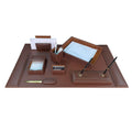 Rustic Brown Leather Desk Set, 8-Piece W2688