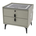 Light Gray Solid Wood Nightstand with Charging Station and 2 Drawers A56848
