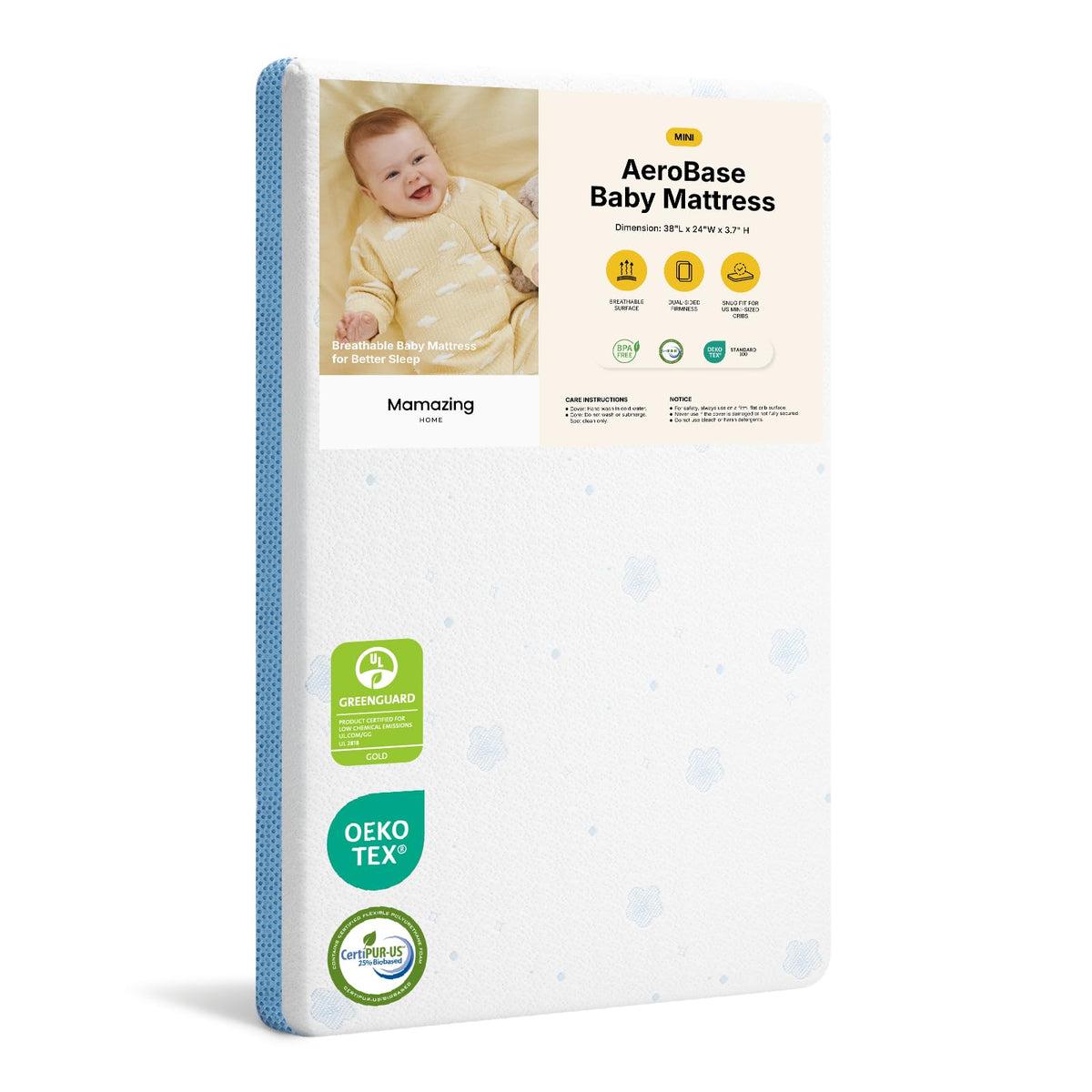 Mini Crib with Mattress and Wheels A857