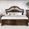 California King Size Brown Cherry Bed Frame with Camel Back Headboard E2912