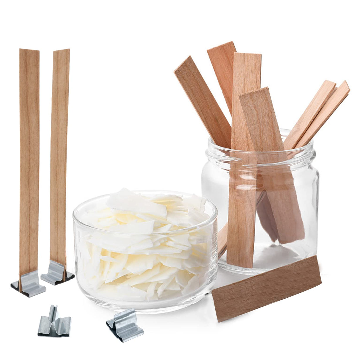 50PCS Crackling Wooden Candle Wicks with Metal Base A388