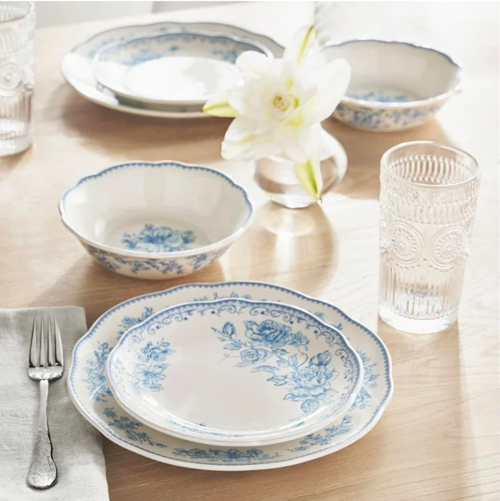 Blue 12-Piece Stoneware Dinnerware Set G14589