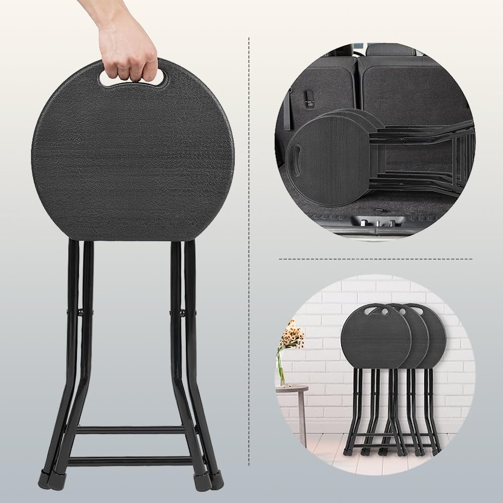18 Inch Black Folding Plastic Metal Bar Stool B741