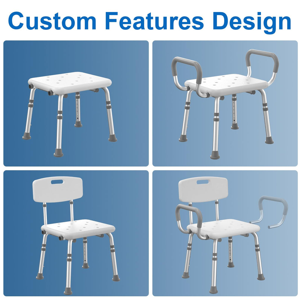 Shower Chair with Arms and Back and Bedside Commode with Padded Seat and Backrest Z318