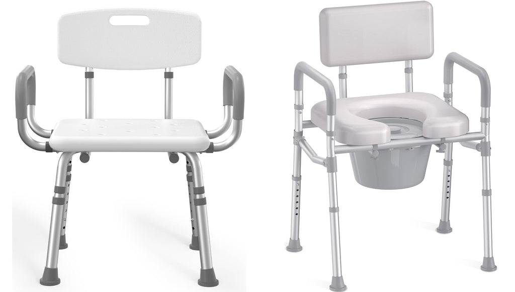 Shower Chair with Arms and Back and Bedside Commode with Padded Seat and Backrest Z318