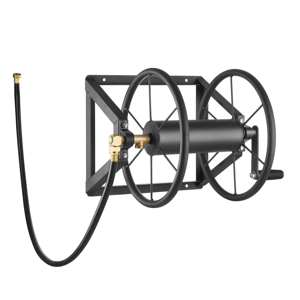Wall Mounted Garden Hose Reel, Holds 200 ft 5/8-inch, Heavy-Duty Steel N154778