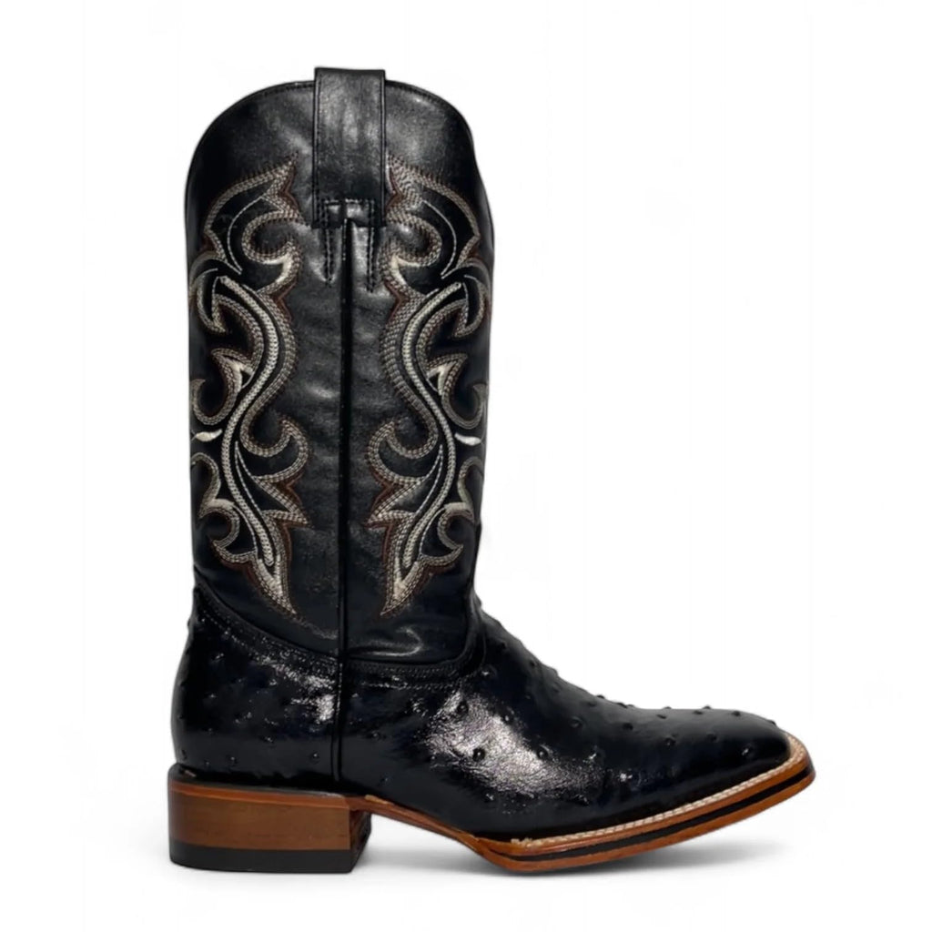 Black Leather Square Toe Western Boots R51421