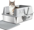XL Stainless Steel Cat Litter Box with Lid and Scoop C775