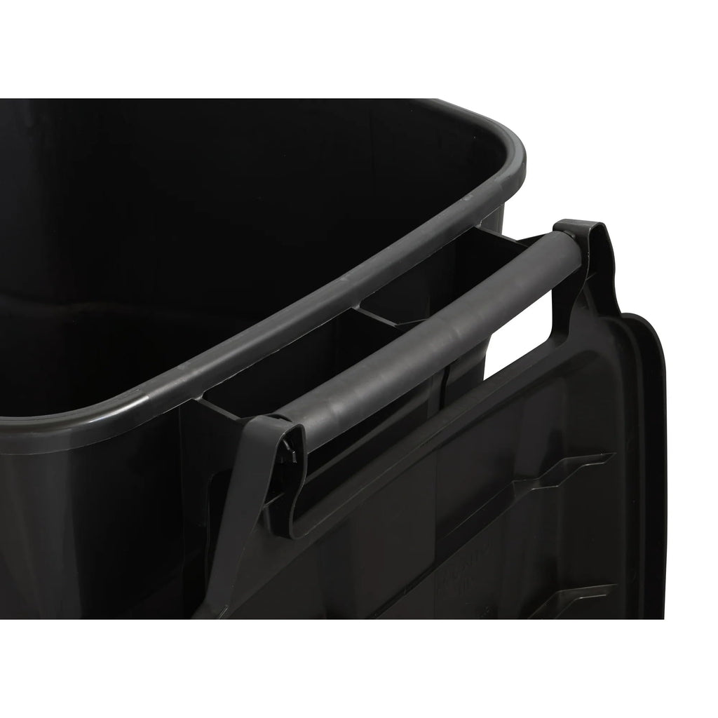 45 Gallon Black Wheeled Trash Can with Attached Lid Z25779