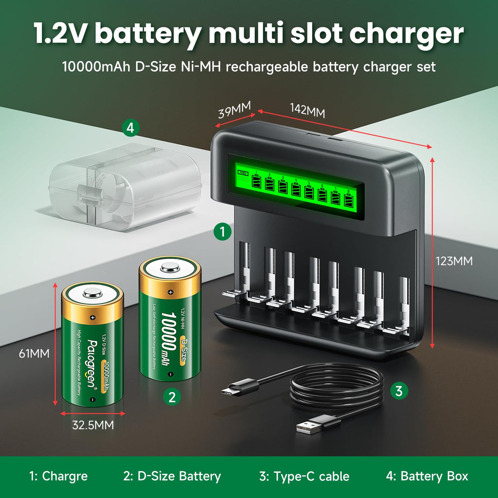 Rechargeable D Batteries with Charger A719589