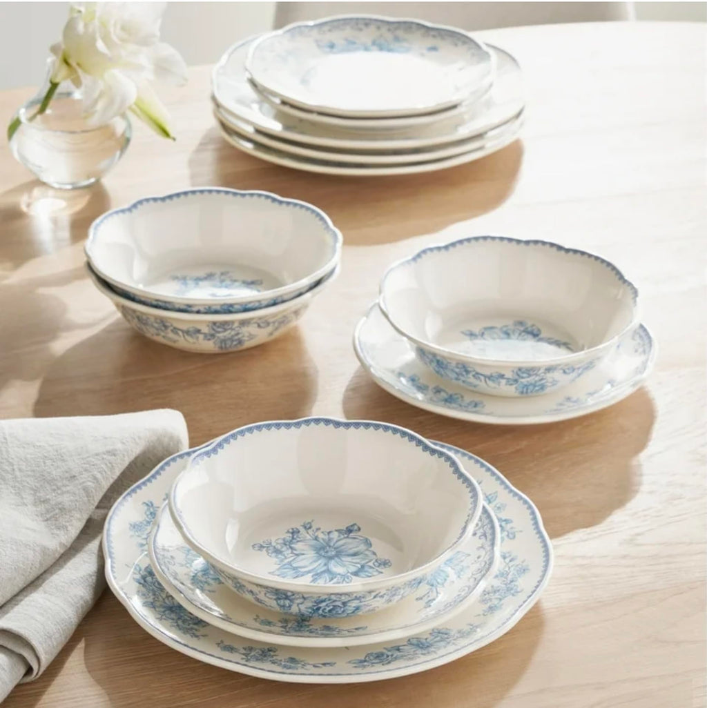 Blue 12-Piece Stoneware Dinnerware Set G14589
