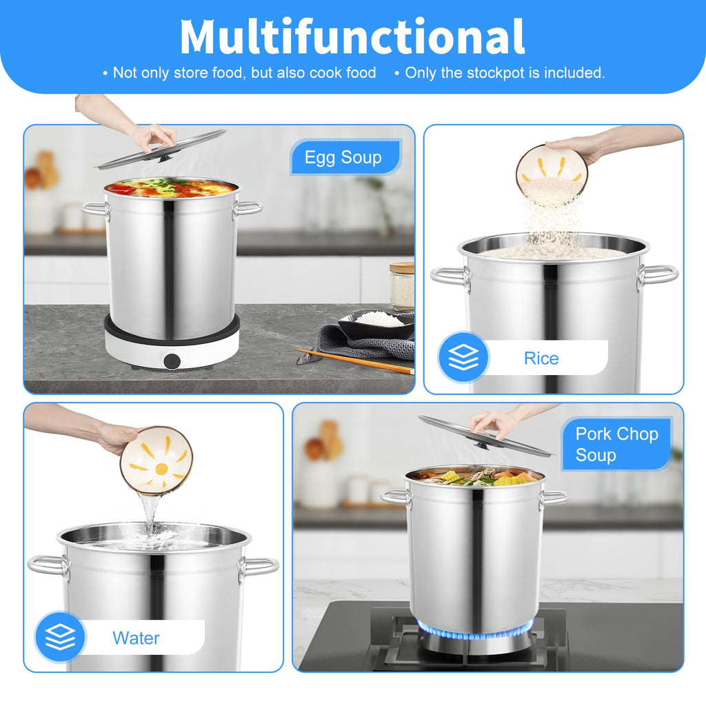 35L Stainless Steel Stockpot with Lid N627