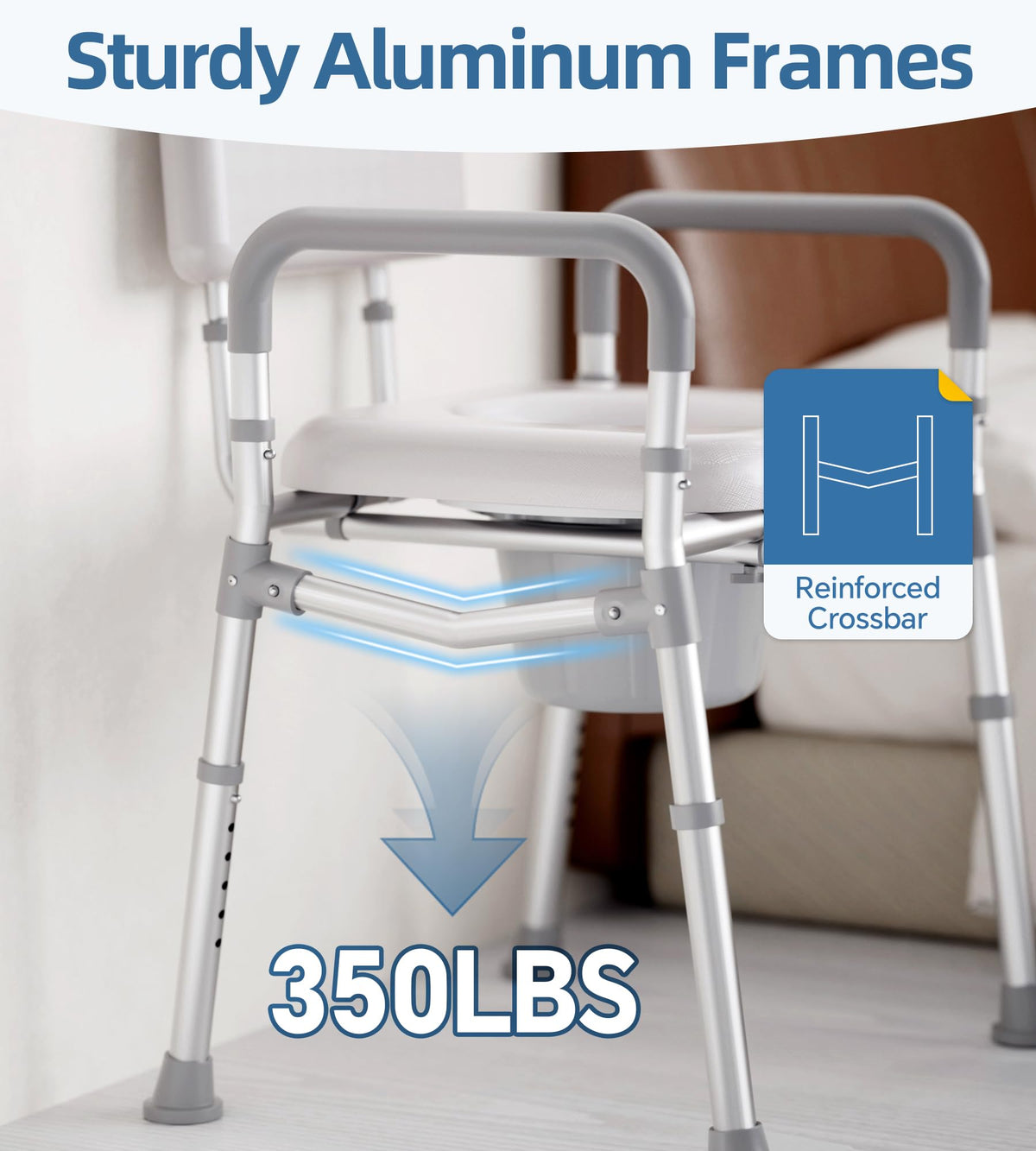 Shower Chair with Arms and Back and Bedside Commode with Padded Seat and Backrest Z318