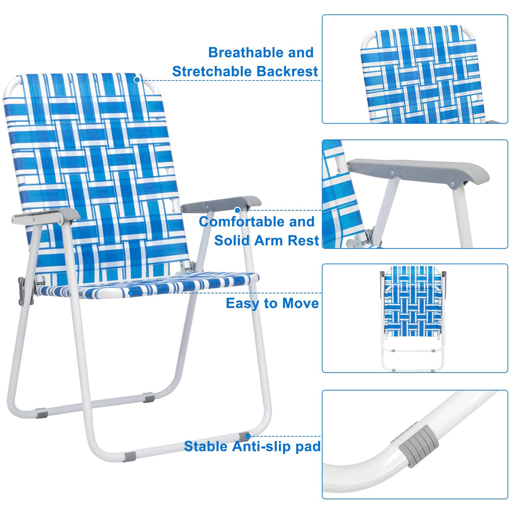Set of 2 Blue Webbed Folding Patio Chair B7218