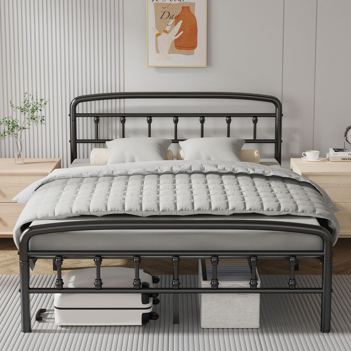 Full Size Metal Bed Frame with Headboard E3614