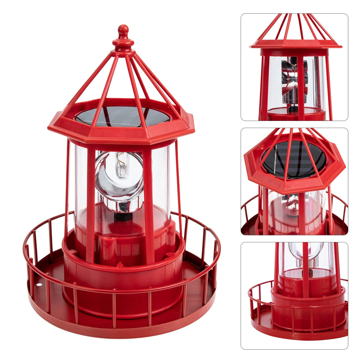 Solar Powered Lighthouse Iron Rotating Solar Light N1556