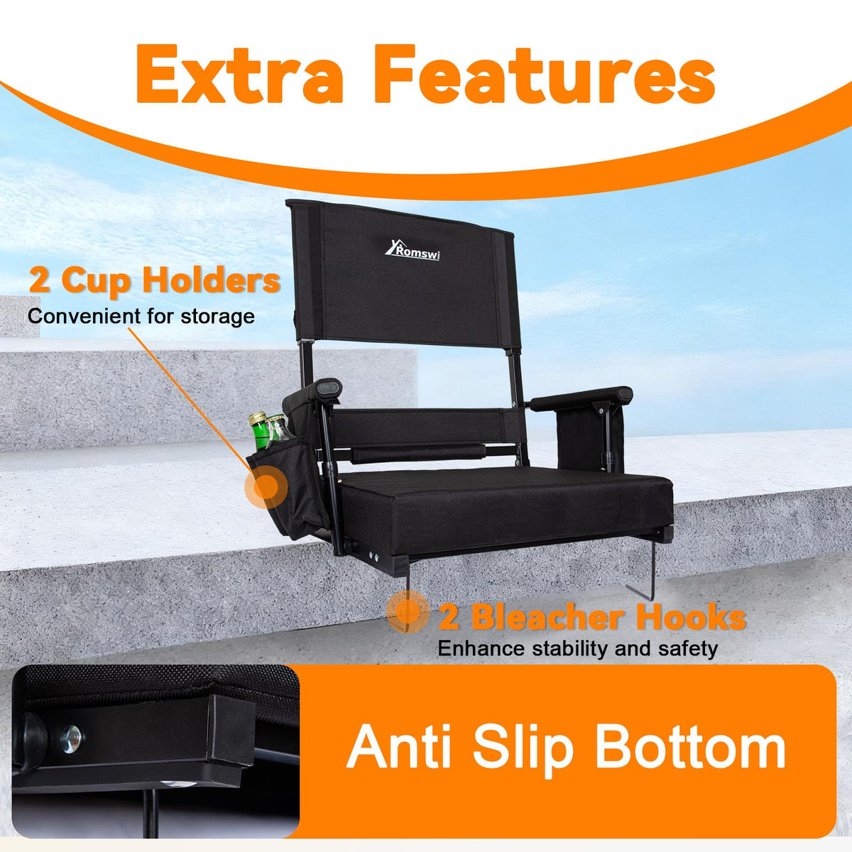 2-Pack Stadium Seats with Back Support and Armrests X30957