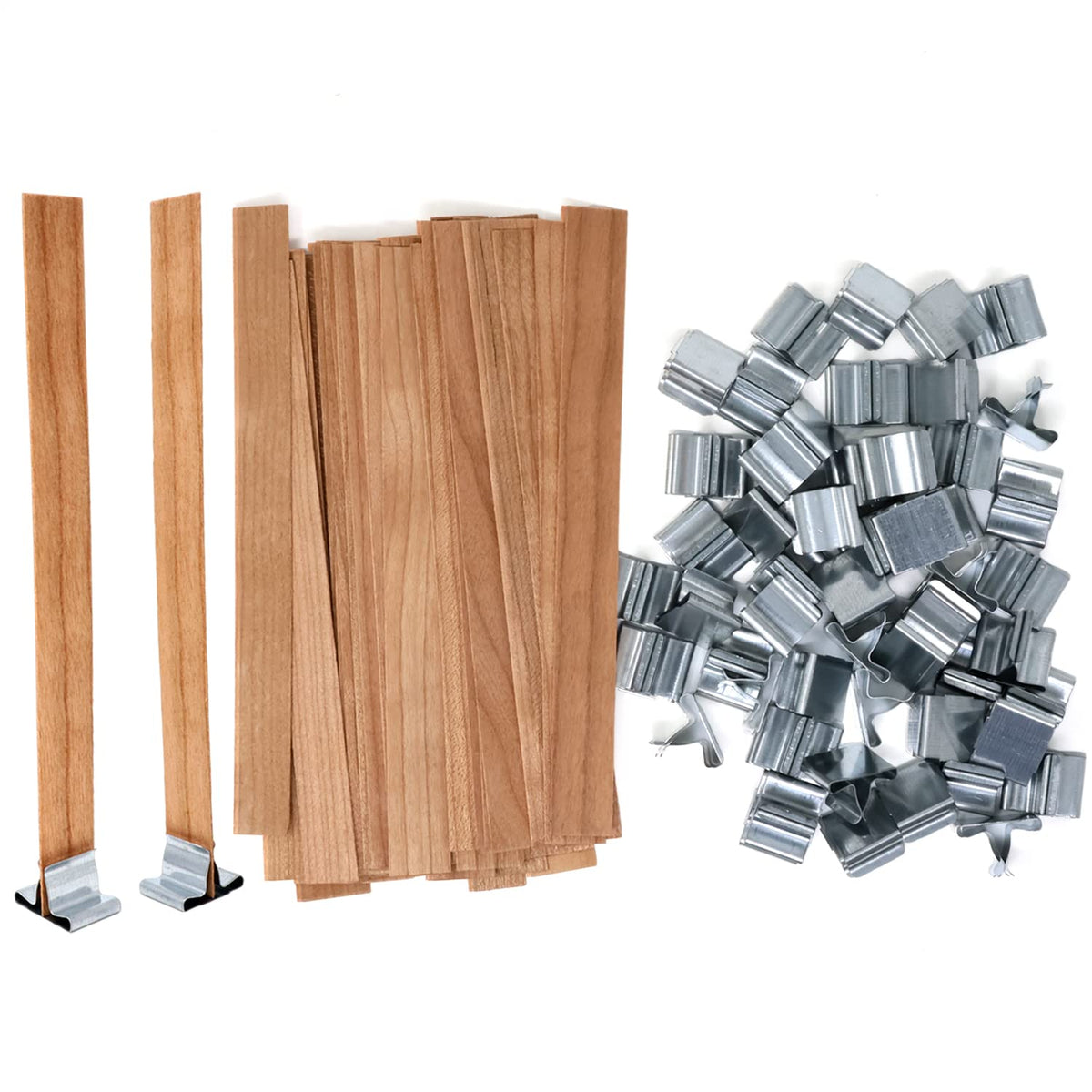 50PCS Crackling Wooden Candle Wicks with Metal Base A388