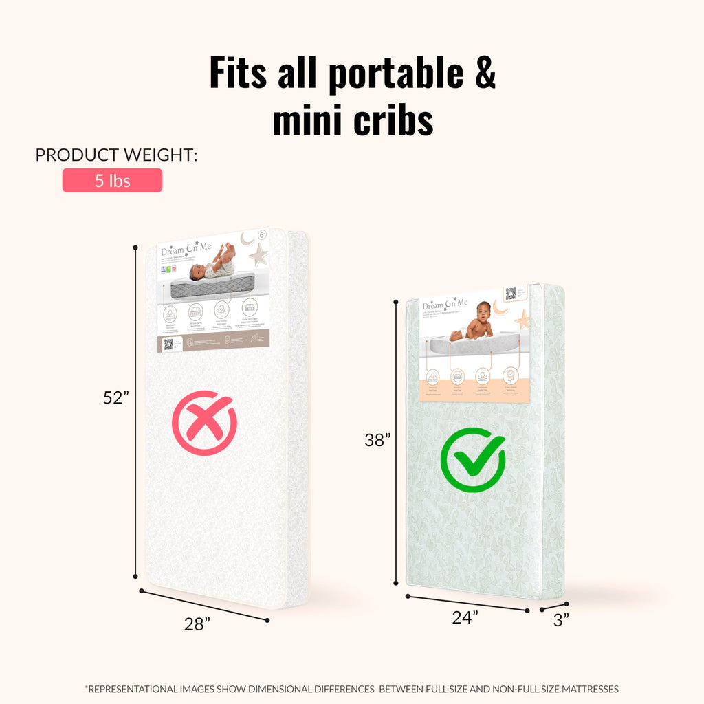 3” Two-Sided Fiber Portable Mini Crib Mattress Z161766