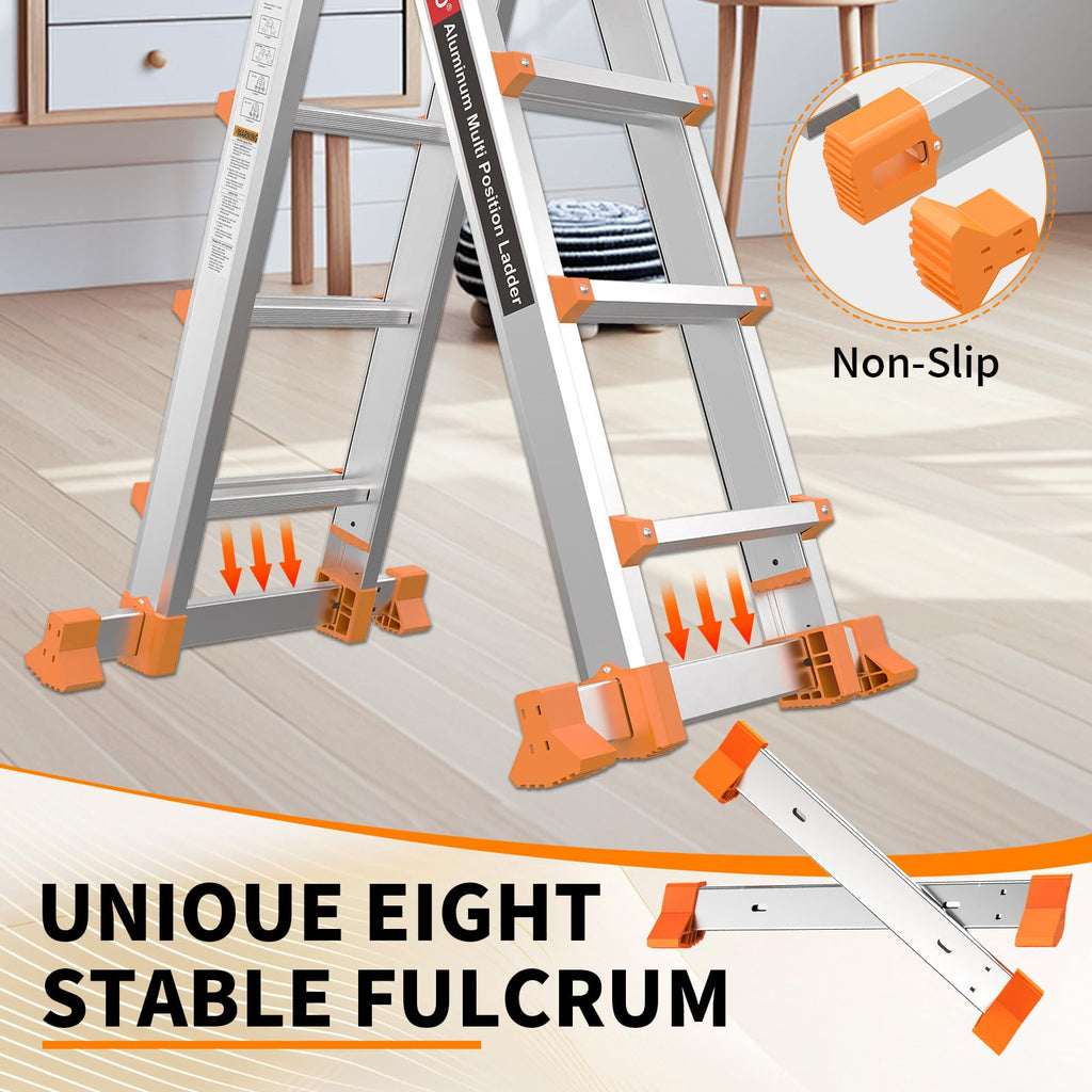 11FT Multi Position Aluminum Folding Ladder with Tool Tray N852822