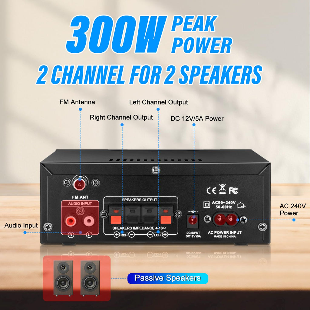 300W Bluetooth 5.1 Stereo Audio Amplifier B45611