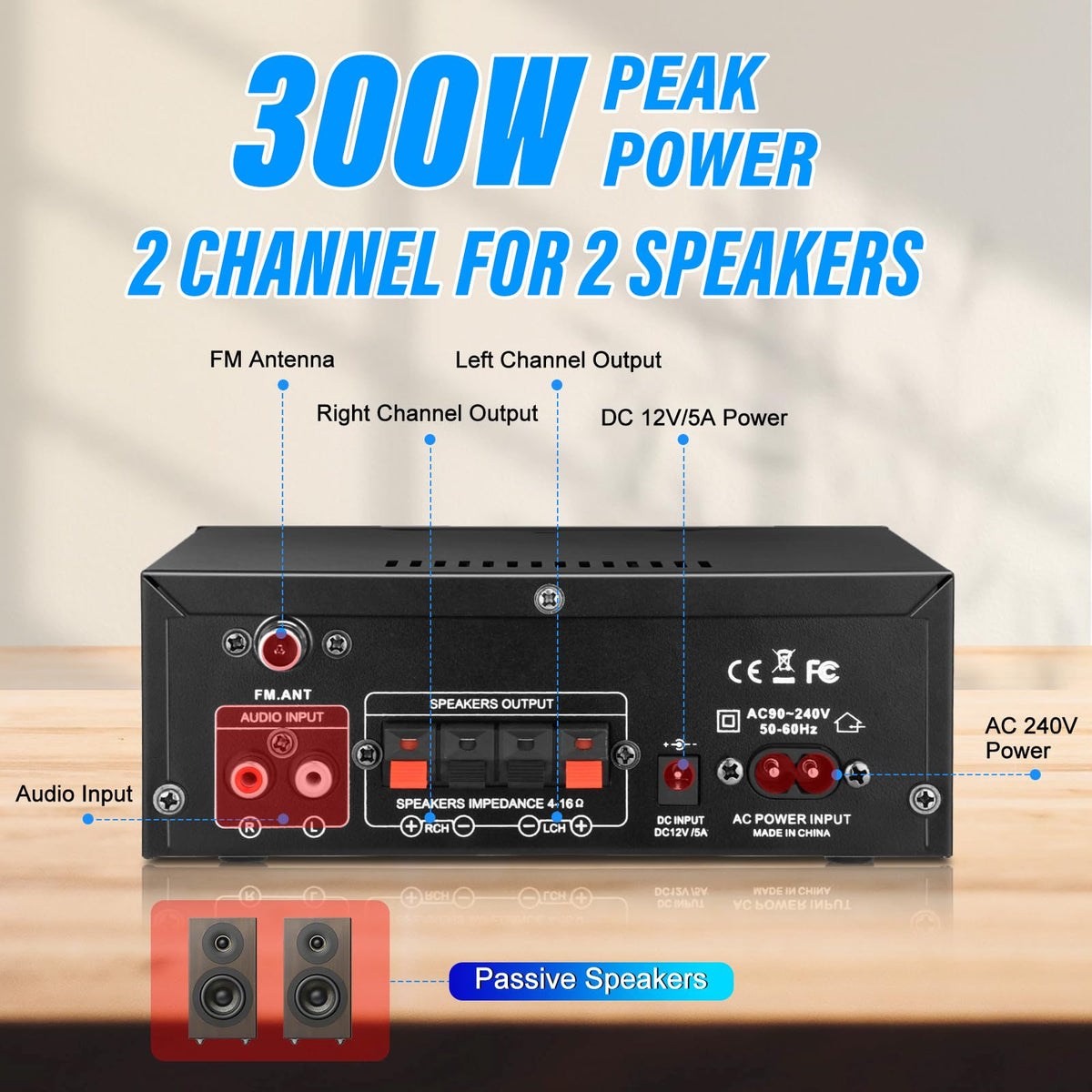 300W Bluetooth 5.1 Stereo Audio Amplifier B45611