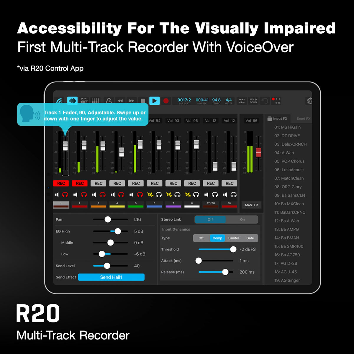 16 Tracks 6 XLR Inputs Tabletop Recorder V55736