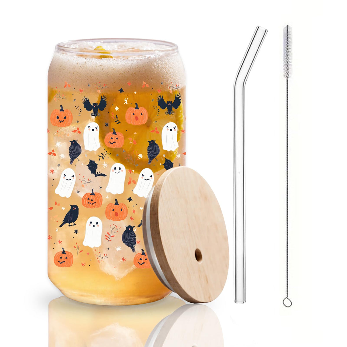 22oz Glass Tumbler with Lid & Straw R7855