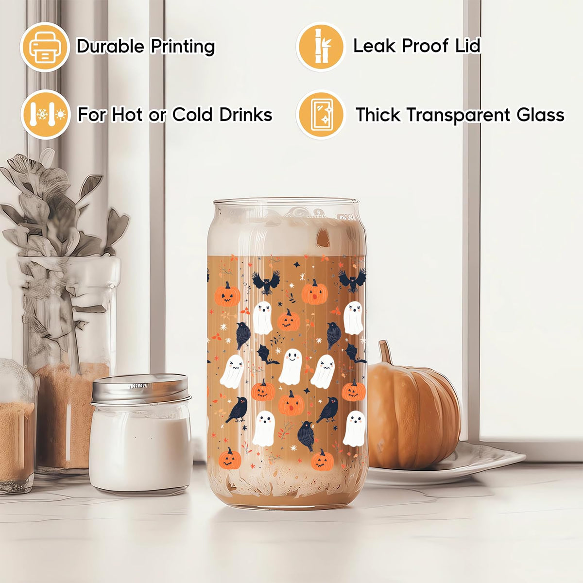22oz Glass Tumbler with Lid & Straw R7855