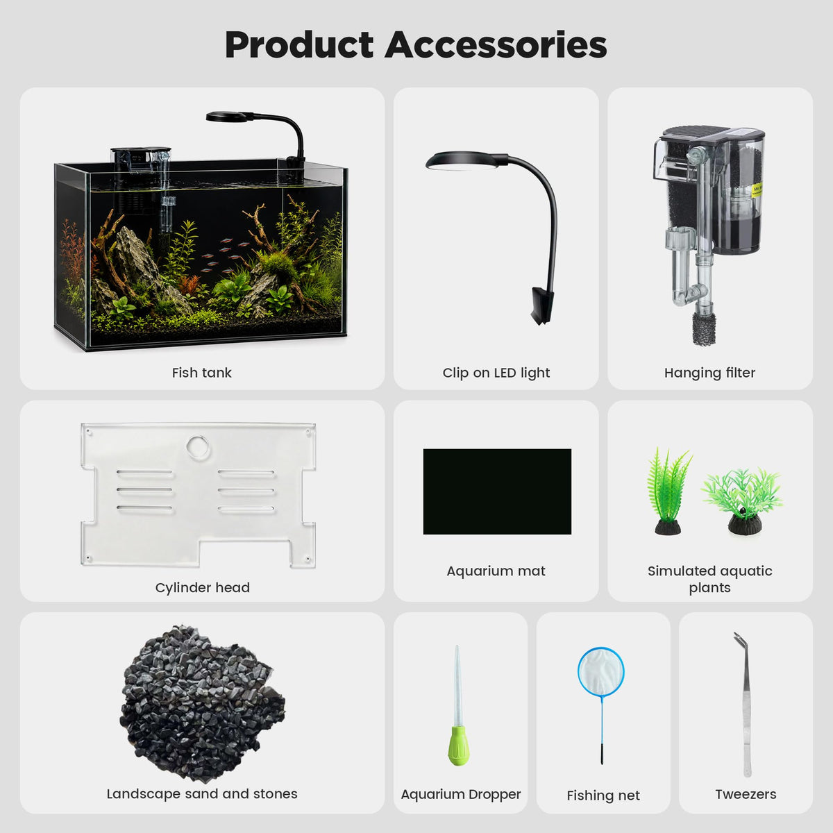 2 Gallon Fish Tank with Light and Filter U128599