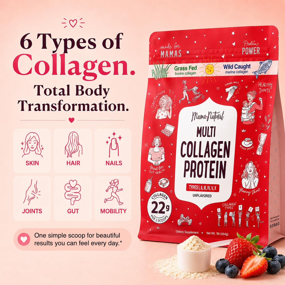 Unflavored Hydrolyzed Multi Collagen Protein Powder 16 Oz I908