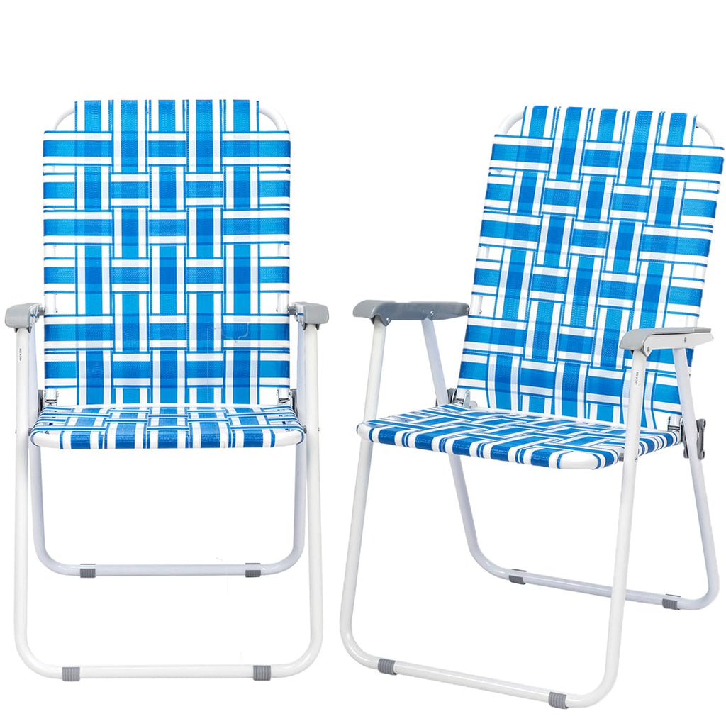 Set of 2 Blue Webbed Folding Patio Chair B7218